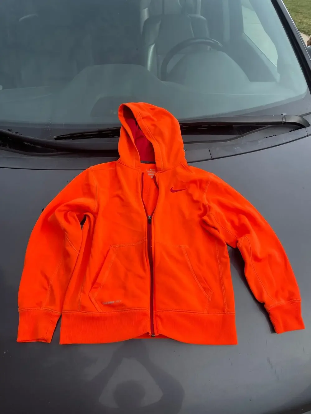 Nike boys large orange zip up hoodie